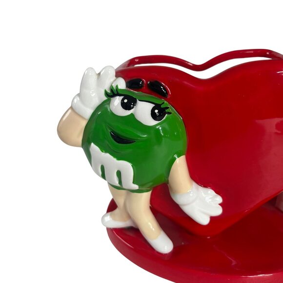 M&Ms Red Heart Ceramic Figurine Flower Candy Holder By FTD - Picture 5 of 9